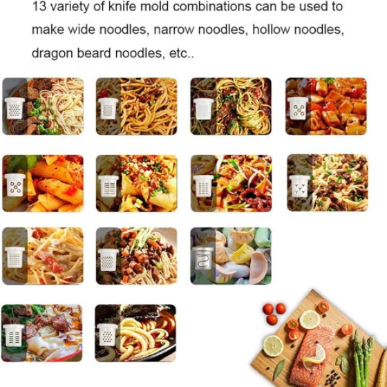 自動パスタメーカー機種 260W-13、電動パスタ押出機 480gの小麦粉容量、ヌードル型、グレー